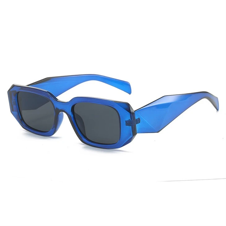 Transparent blue frame gray lens